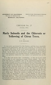 Marly subsoils and the chlorosis or yellowing of citrus trees by Eugene W. Hilgard