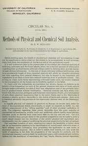 Cover of: Methods of physical and chemical soil analysis