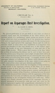 Cover of: Report on asparagus rust investigation