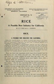 Cover of: Rice: a possible new industry for California