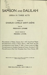 Cover of: Samson and Dalilah: opera in three acts