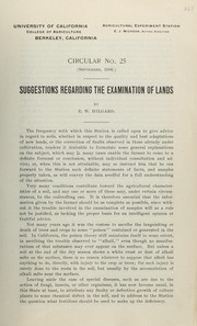 Cover of: Suggestions regarding the examination of lands