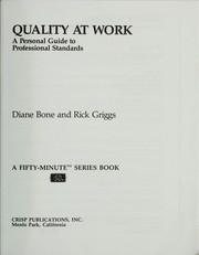Cover of: Quality at work by Diane Bone