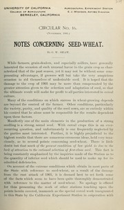 Cover of: Notes concerning seed-wheat