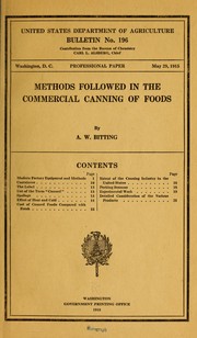Cover of: Methods followed in the commercial canning of foods