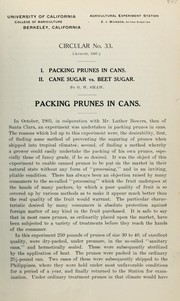 Cover of: Packing prunes in cans ; Cane sugar vs. beet sugar