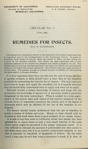 Cover of: Remedies for insects