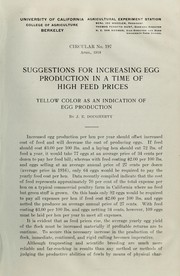 Cover of: Suggestions for increasing egg production in a time of high feed prices: yellow color as an indication of egg production