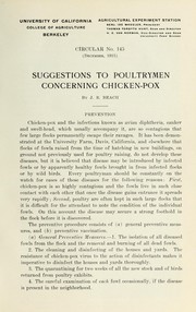 Cover of: Suggestions to poultrymen concerning chicken-pox by J. R. Beach
