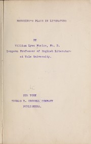 Cover of: Browning's place in literature