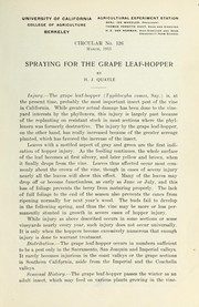 Cover of: Spraying for the grape leaf-hopper