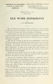 Cover of: Silk worm experiments