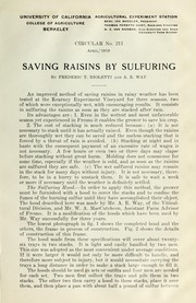 Cover of: Saving raisins by sulfuring