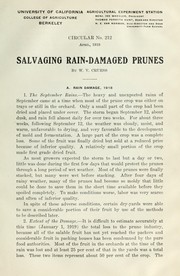 Cover of: Salvaging rain-damaged prunes by W. V. Cruess