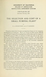 Cover of: The selection and cost of a small pumping plant