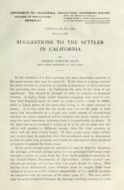 Cover of: Suggestions to the settler in California