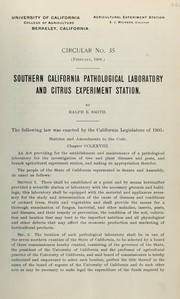 Cover of: Southern California pathological laboratory and citrus experiment station