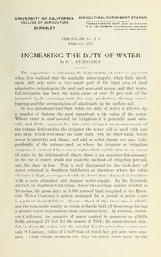 Cover of: Increasing the duty of water