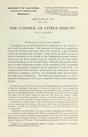 Cover of: The control of citrus insects