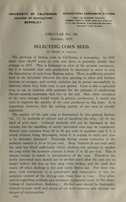 Cover of: Selecting corn seed