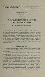 Cover of: The construction of the wood-hoop silo by J. E. Stiles, J. E. Stiles