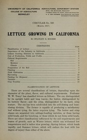 Cover of: Lettuce growing in California