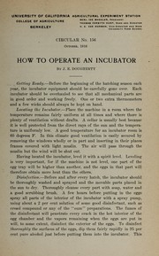 Cover of: How to operate an incubator