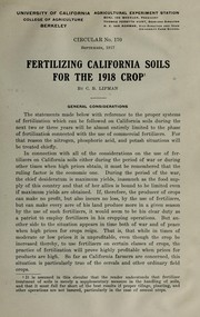 Cover of: Fertilizing California soils for the 1918 crop