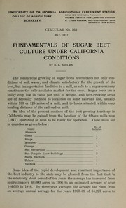 Cover of: Fundamentals of sugar beet culture under California conditions