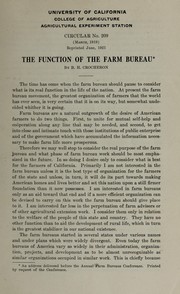 Cover of: The function of the farm bureau