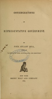 Cover of: Considerations on representative government by John Stuart Mill