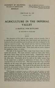 Cover of: Agriculture in the Imperial Valley: a manual for settlers