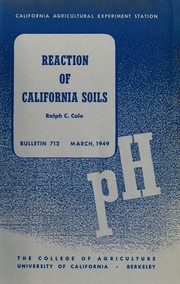 Cover of: Reaction of California soils by Ralph C. Cole