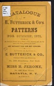 Cover of: Catalogue of E. Butterick & Co's patterns for summer, 1871 by E. & Co Butterick