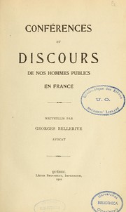 Cover of: Conférences et discours de nos hommes publics en France by Georges Bellerive
