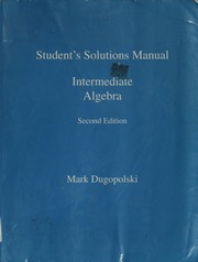 Cover of: Student's solutions manual, intermediate algebra