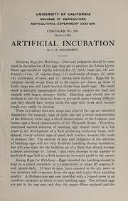 Cover of: Artificial incubation