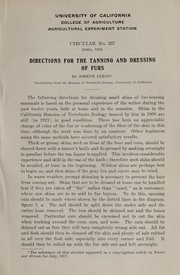 Cover of: Directions for the tanning and dressing of furs