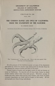 Cover of: The common hawks and owls of California from the standpoint of the rancher