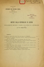 Cover of: Notizie sulla repubblica di Liberia by Guido Cora