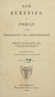 Cover of: New remedies: with formulae for their preparation and administration