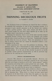 Cover of: Thinning deciduous fruits