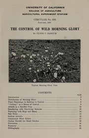 Cover of: The control of wild morning glory