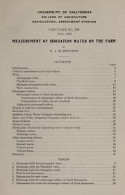 Cover of: Measurement of irrigation water on the farm by H. A. Wadsworth