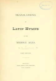 Cover of: Translations of Latin hymns of the middle ages by N. B. Smithers