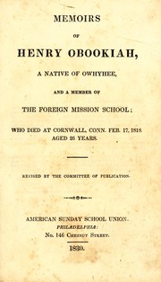 Cover of: Memoirs of Henry Obookiah by E. W. Dwight
