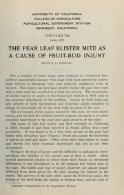 Cover of: The pear leaf blister mite as a cause of fruit-bud injury