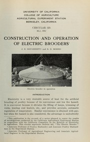 Cover of: Construction and operation of electric brooders