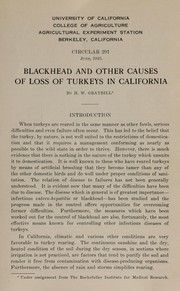 Cover of: Blackhead and other causes of loss of turkeys in California