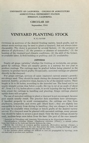 Cover of: Vineyard planting stock by H. E. Jacob